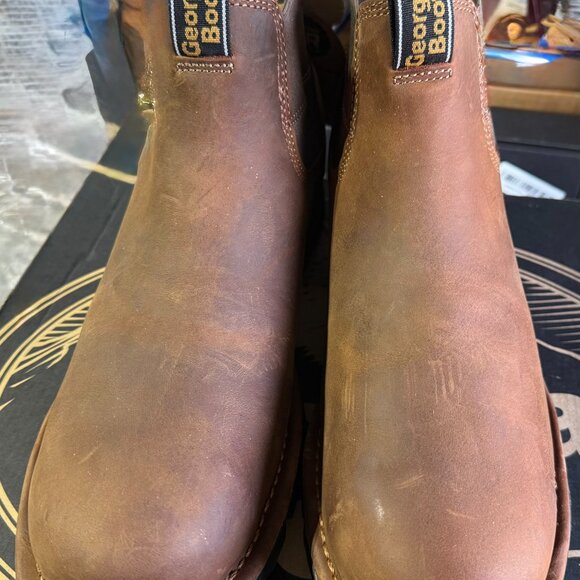 Georgia Boot Eagle One Mens Sz 13W Chelsea Work Boots Soft Toe Brown Waterproof - Picture 3 of 16